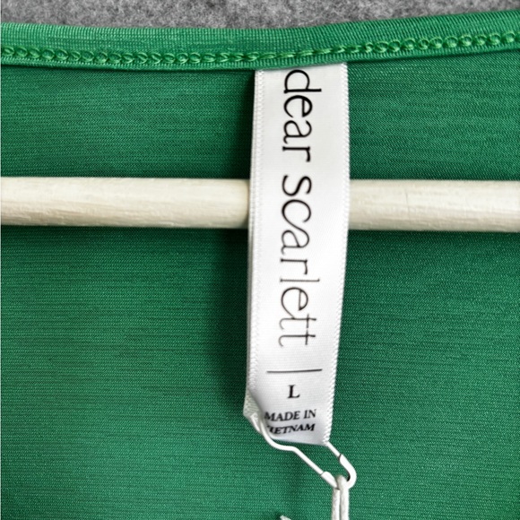 Dear Scarlett Kelly Green V-Neck Long Sleeve Top L - Picture 5 of 9